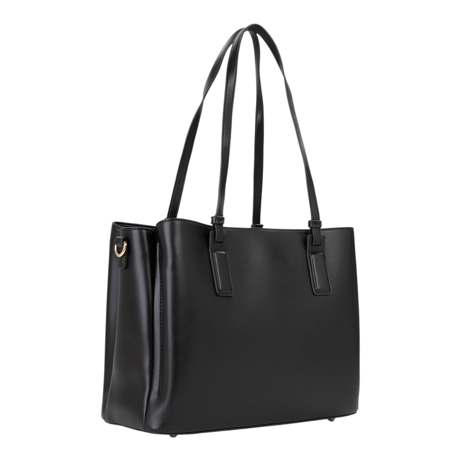 Lieblingstasche black faux leather tote bag with double straps and gold hardware detail.
