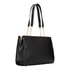 Lieblingstasche black faux leather tote bag with gold chain accents and double straps.