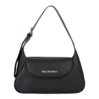 Lieblingstasche Flap Bag Daphne Re in black pebbled leather with gold hardware and adjustable strap.