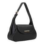 Lieblingstasche Flap Bag Daphne Re in black pebbled leather with gold hardware and adjustable strap.