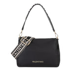 Lieblingstasche black pebbled leather hobo bag with studded strap and branded crossbody strap.