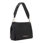 Lieblingstasche black pebbled leather hobo bag with gold stud embellished strap and gold hardware.