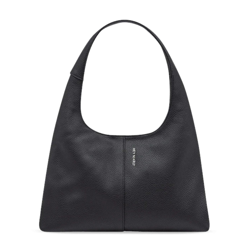 Lieblingstasche Alltime Lover M black leather hobo bag with a minimalist design and silver logo detail