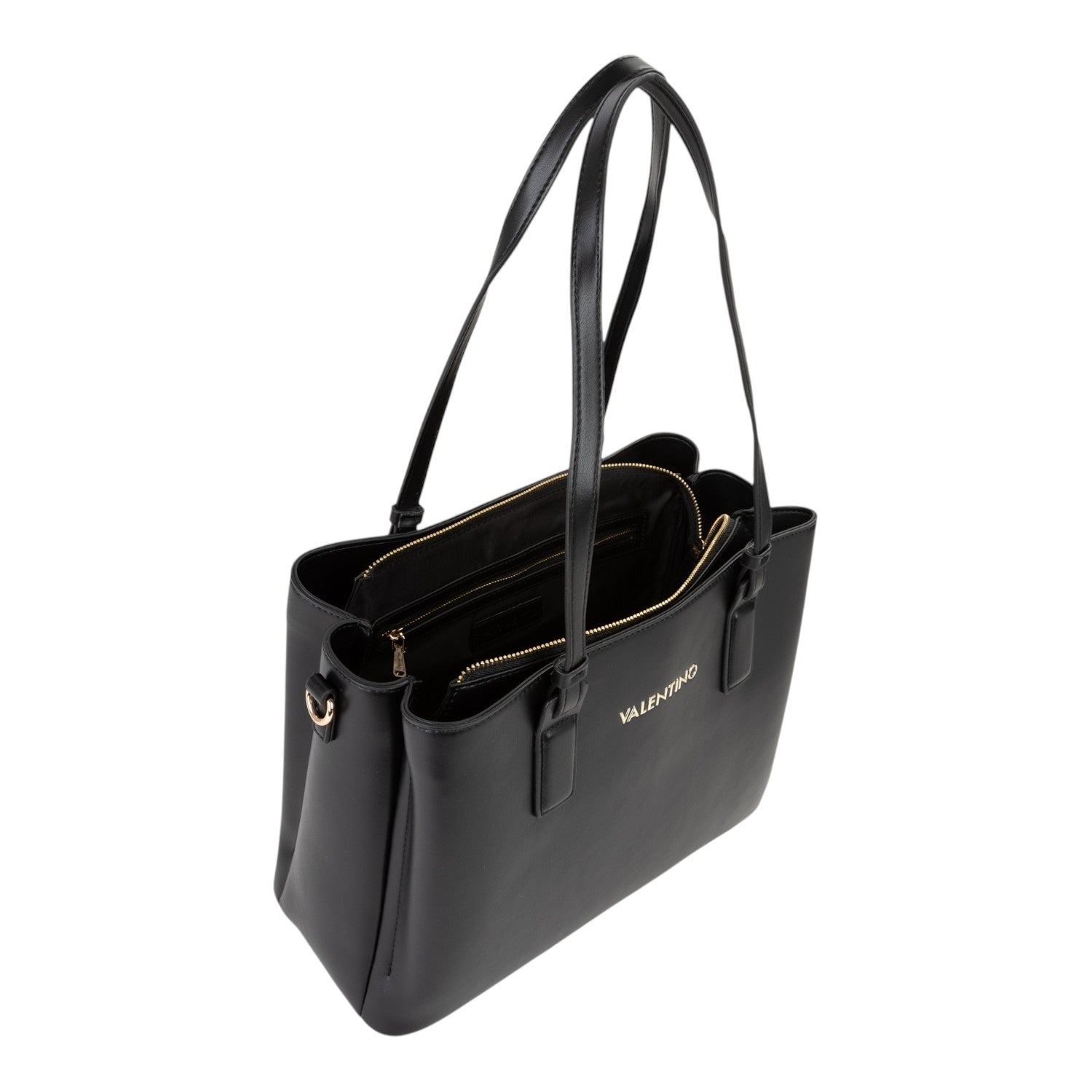 Lieblingstasche black leather tote bag with gold hardware and zip closure