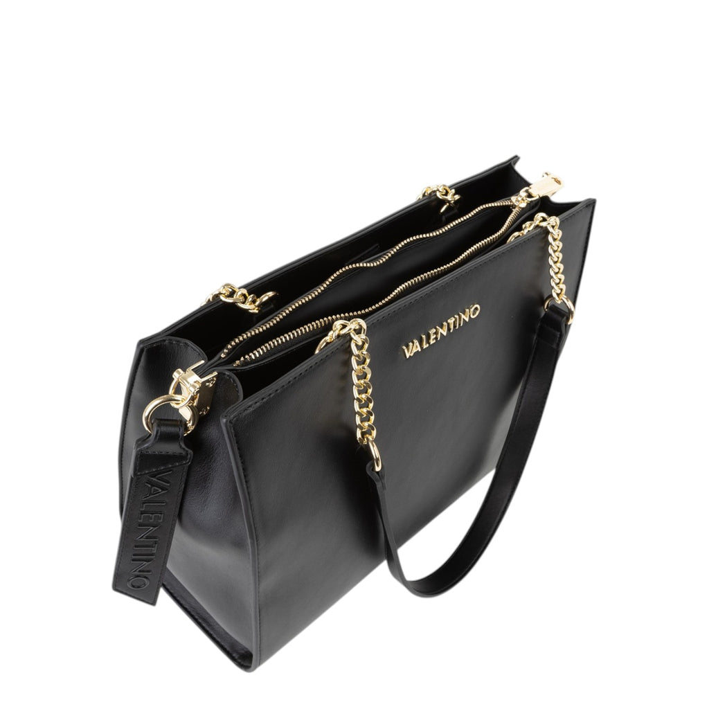 Lieblingstasche black leather tote bag with gold chain detail and embossed logo.