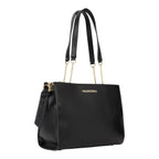 Lieblingstasche black leather tote bag with gold chain accents and embossed logo.
