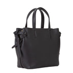 Lieblingstasche black pebbled leather tote bag with double handles and side tie details.