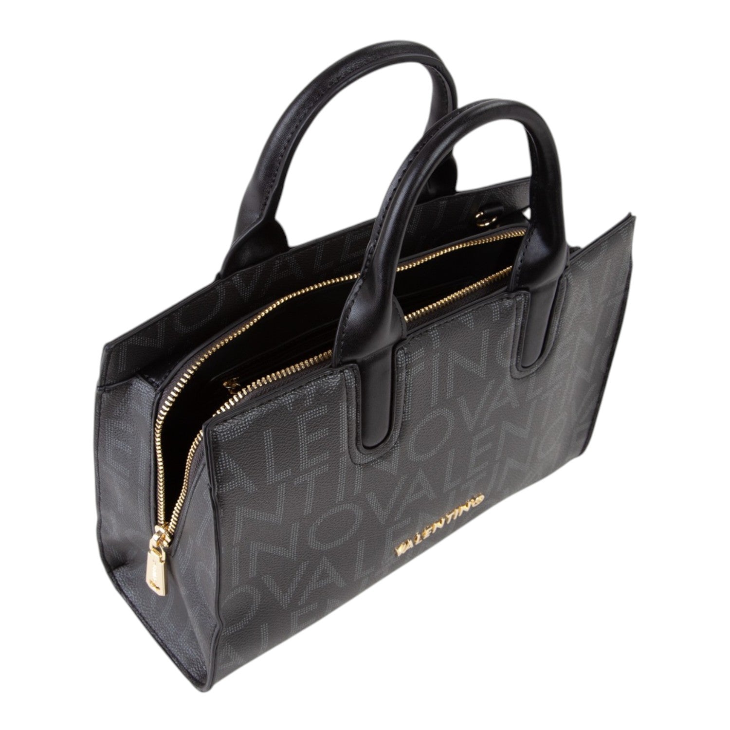 Lieblingstasche black monogram tote bag with gold hardware and double top handles.