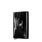 Lieblingstasche Envelope Premium Naplak black patent leather card holder with a gold snap button closure