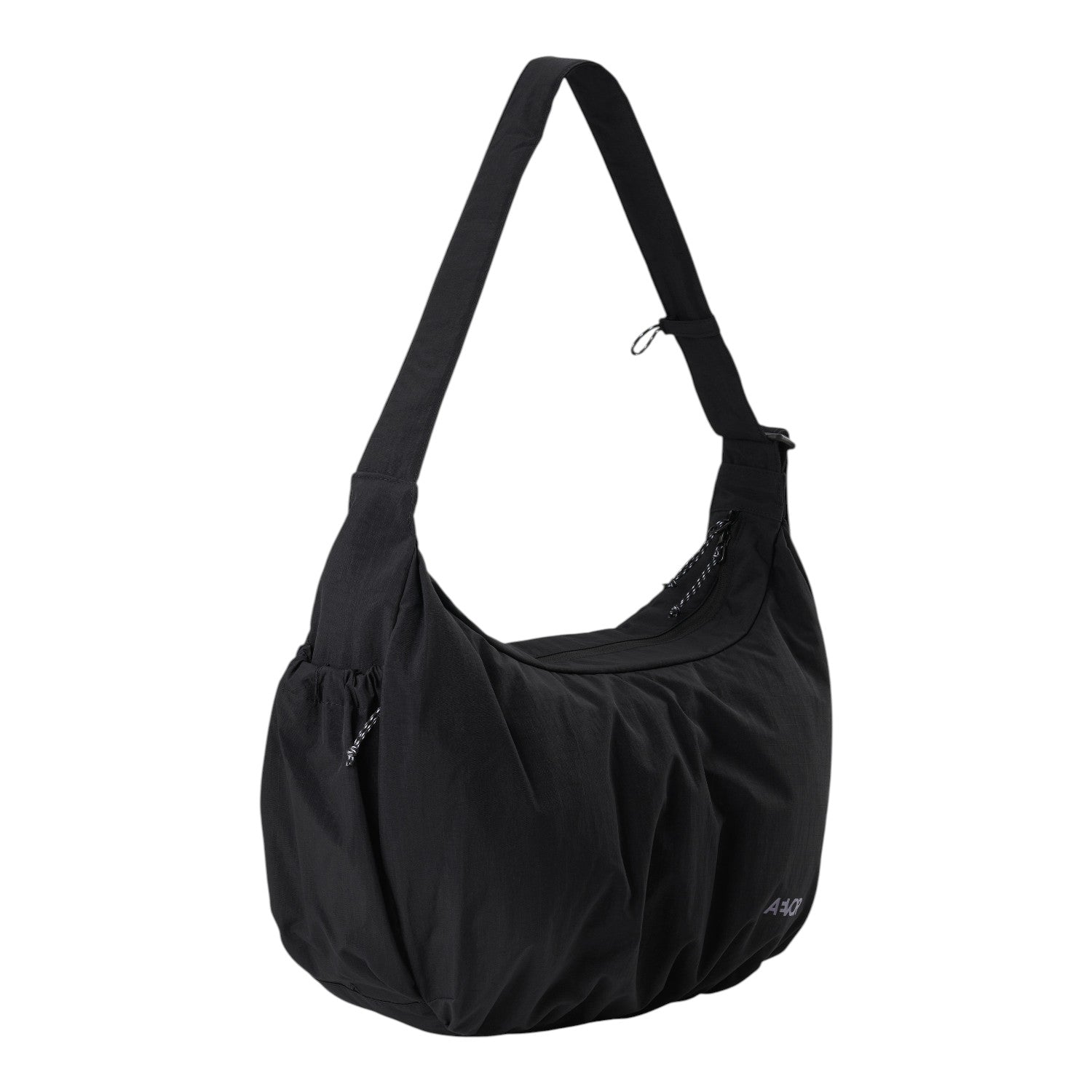 Lieblingstasche black slouchy nylon hobo bag with an adjustable shoulder strap and side pockets