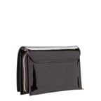 Lieblingstasche Flap Bag Ember in black patent leather with gold-tone hardware and zip closure.