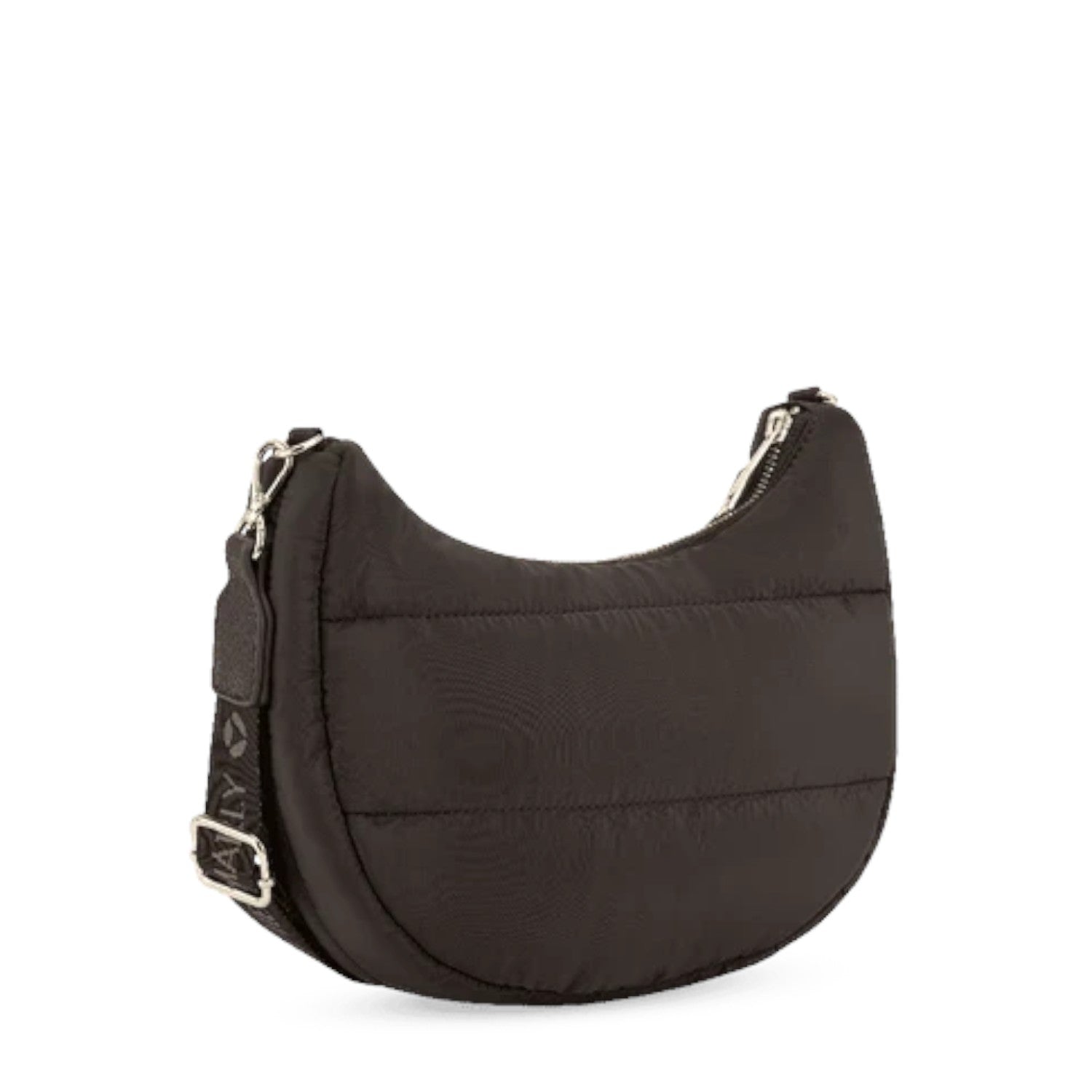 Lieblingstasche Lifetime Buddy S black quilted nylon crescent shoulder bag with adjustable branded strap