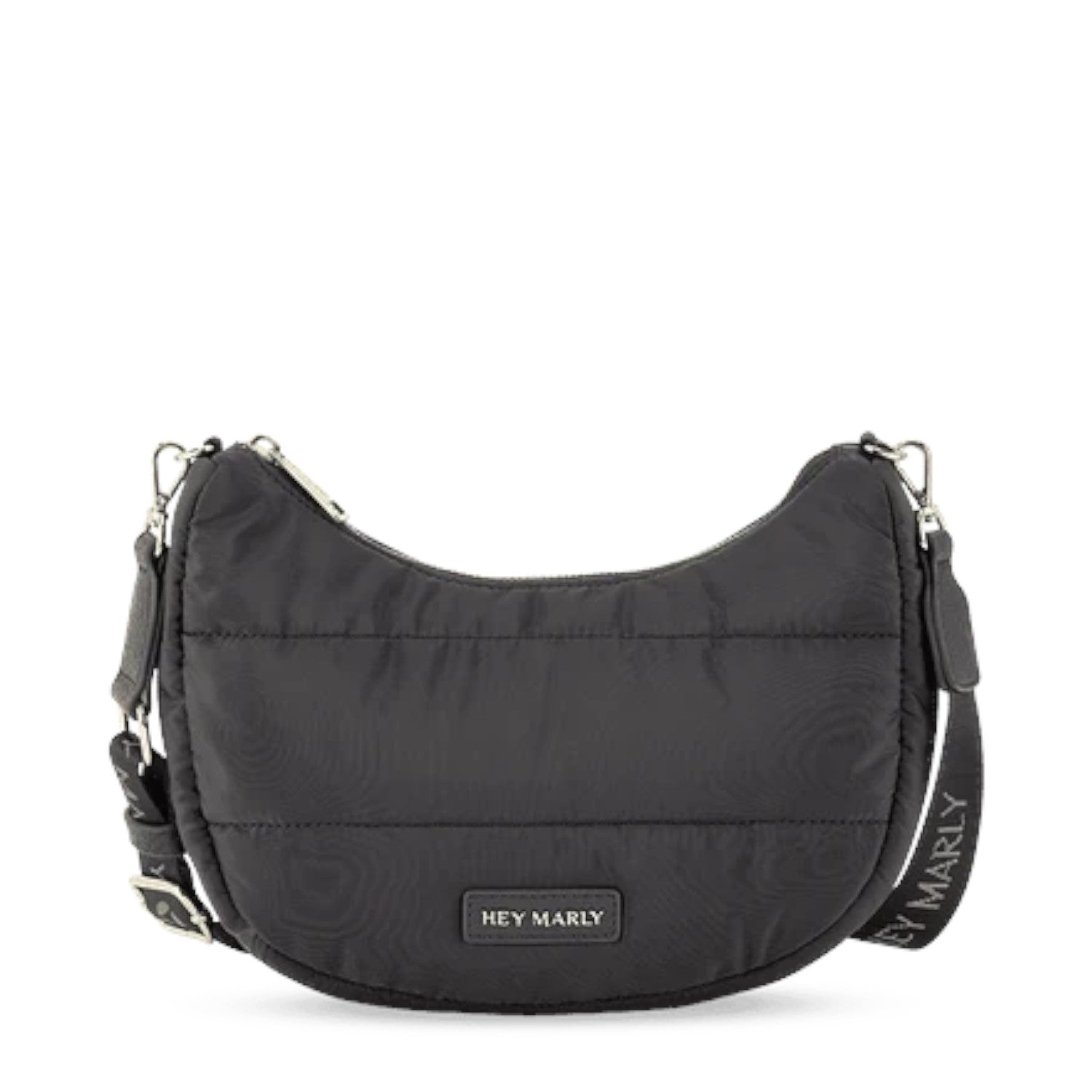 Lieblingstasche Lifetime Buddy S black quilted nylon crescent shoulder bag with branded strap