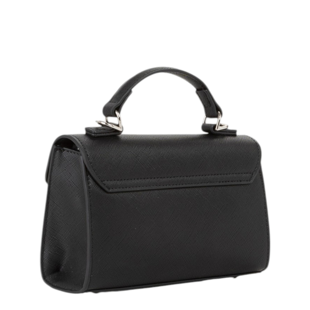 Lieblingstasche black faux leather satchel handbag with top handle and flap closure