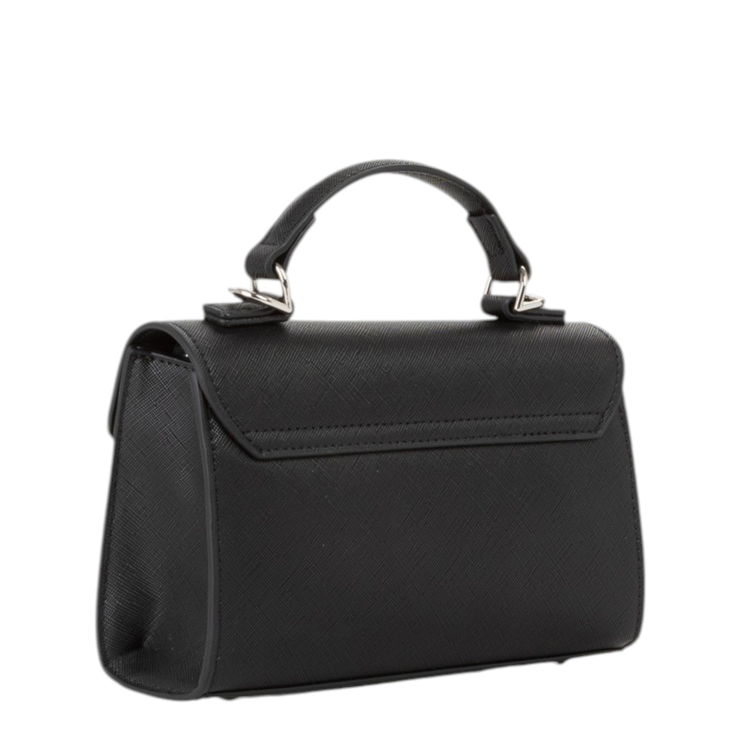 Lieblingstasche black faux leather satchel handbag with top handle and flap closure