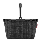 Lieblingstasche black textured shopping basket with foldable handle and red logo tag.
