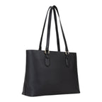 Lieblingstasche black pebbled faux leather tote bag with gold hardware and double straps.