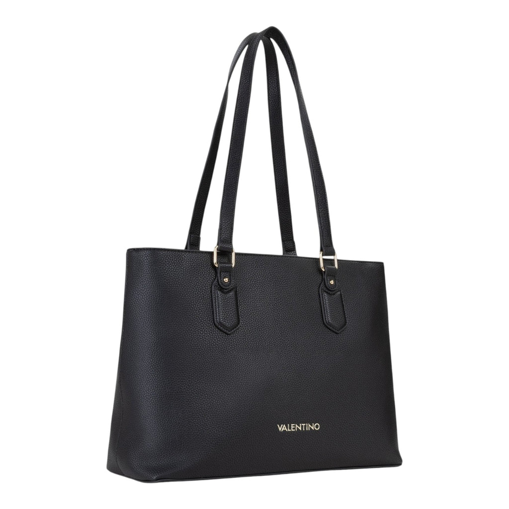 Lieblingstasche black pebbled faux leather tote bag with gold hardware and double straps.