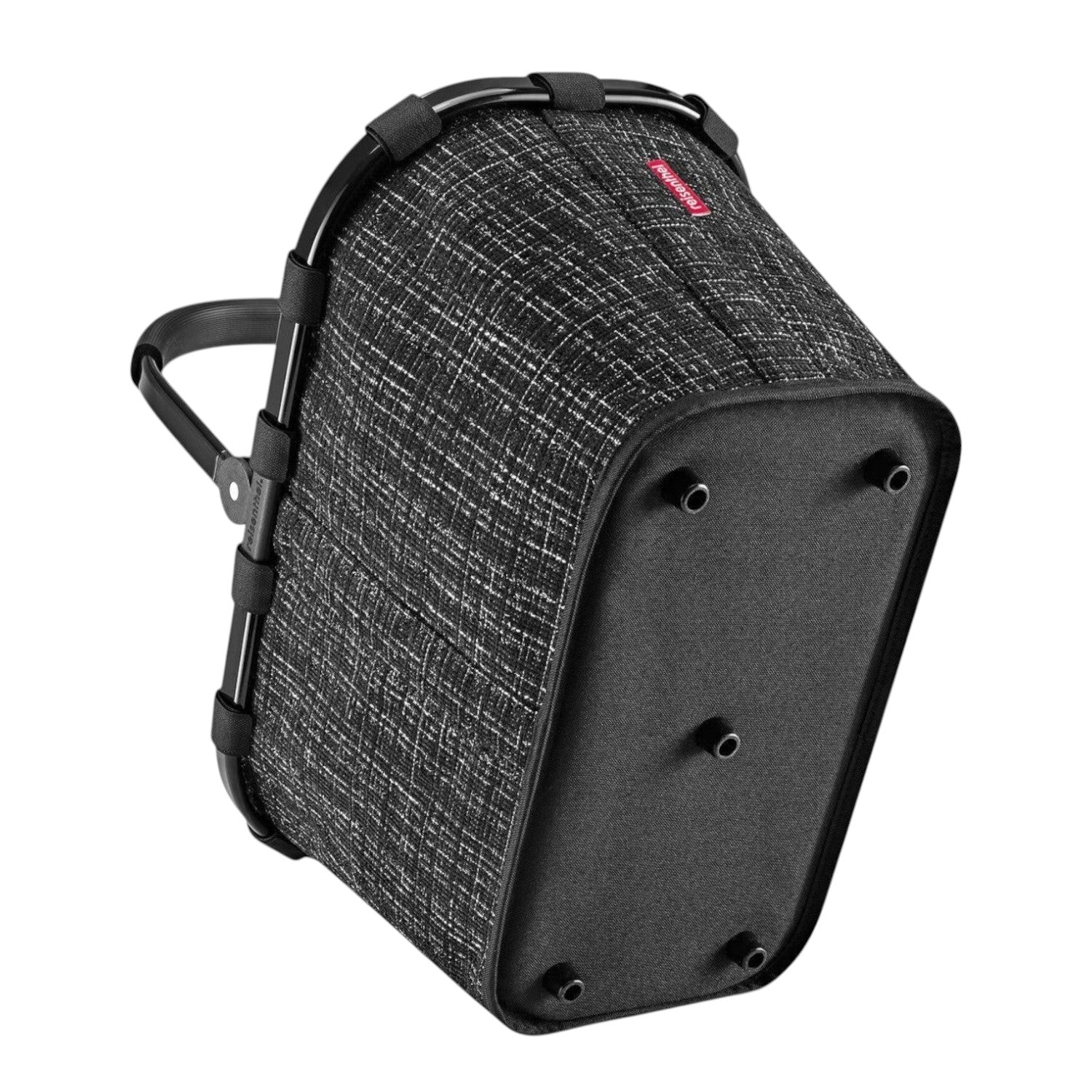 Lieblingstasche black and white textured carrybag with sturdy handles and a reinforced base.