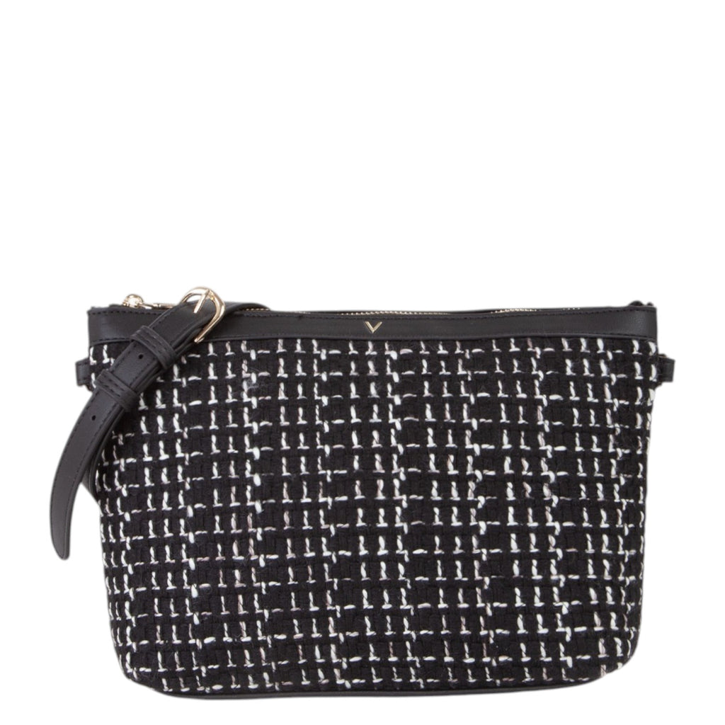 Lieblingstasche black and white tweed shopping bag with leather strap and gold hardware.