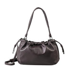 Lieblingstasche Bloom dark brown leather shoulder bag with a gathered drawstring top and adjustable strap