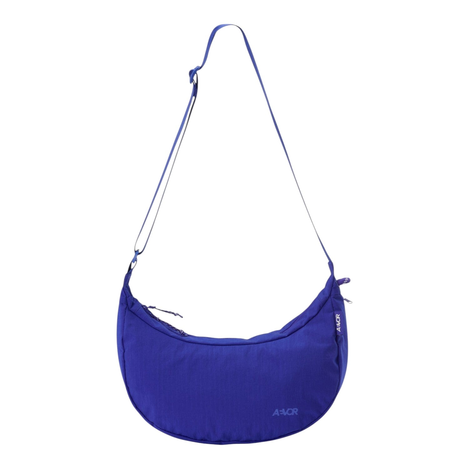Lieblingstasche blue crescent-shaped sling bag with an adjustable shoulder strap and minimalist design