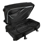 Lieblingstasche BOLONIA L black wheeled travel bag, open to show spacious interior with internal pockets and straps.