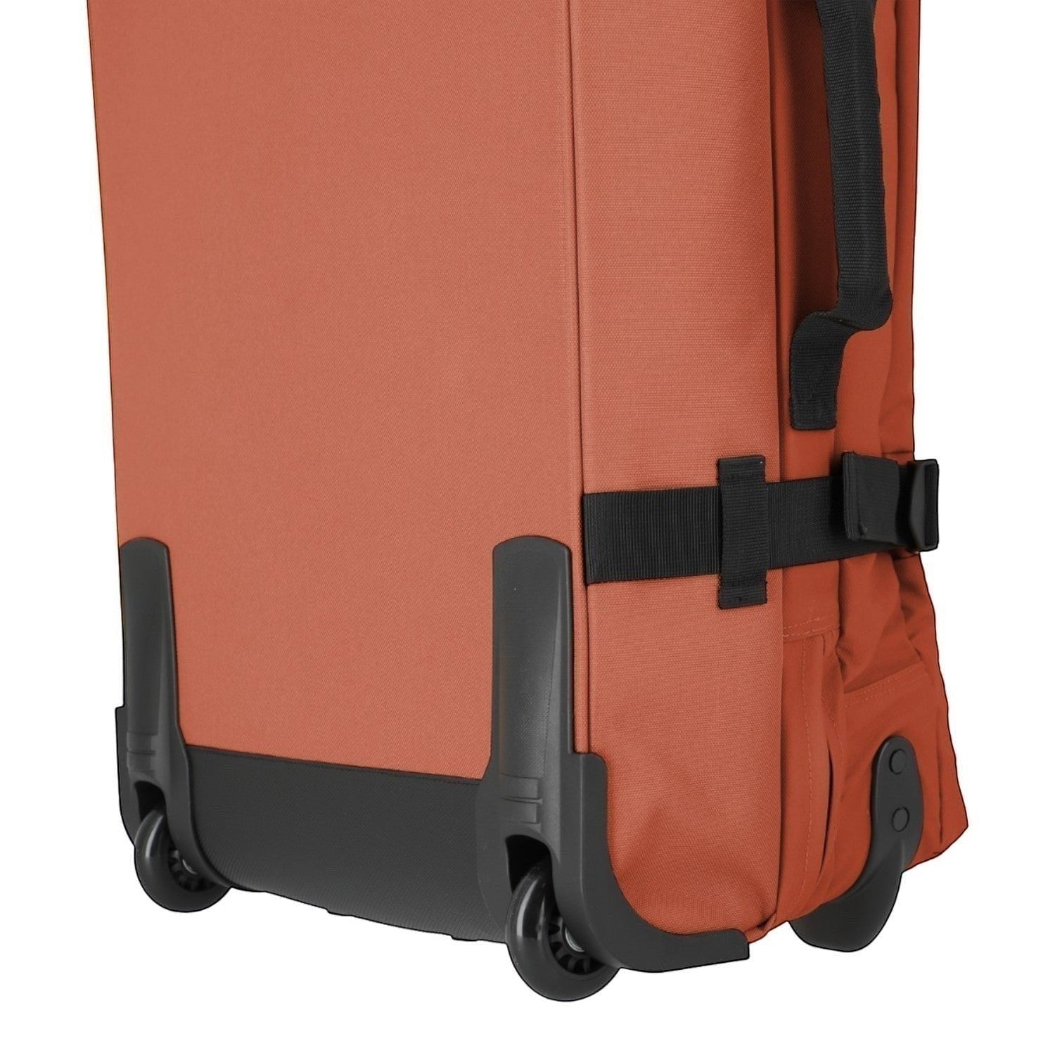 Lieblingstasche BOLONIA S rolling travel bag in burnt orange fabric with black wheels and straps.