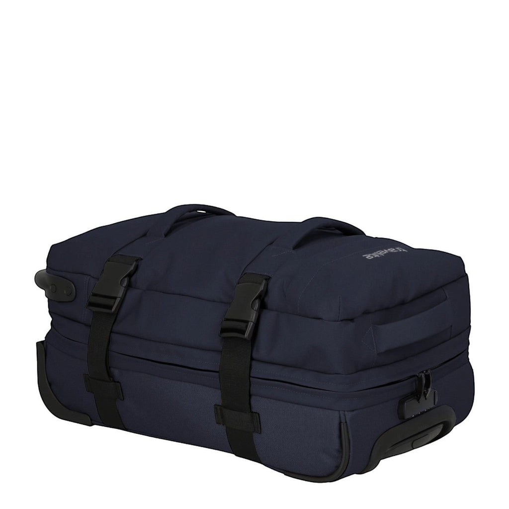 Lieblingstasche BOLONIA navy blue rolling travel bag with black straps and wheels, size S.