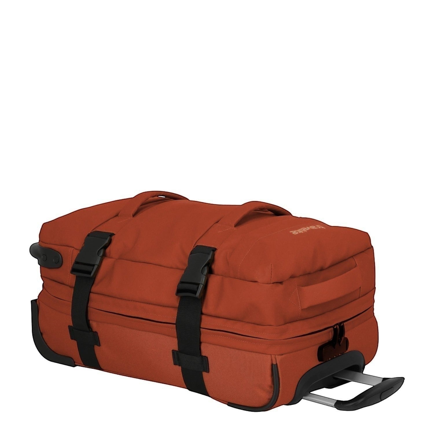 Lieblingstasche BOLONIA S orange rolling travel bag with black straps and telescopic handle.