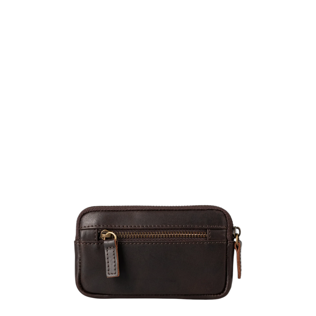 Lieblingstasche Brice dark brown leather wallet with a front zipper pocket and antique brass hardware