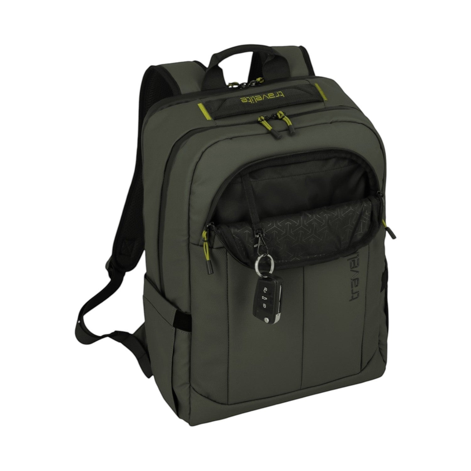 Lieblingstasche Briize Backpack M in dark grey, durable polyester, with multiple compartments and a key fob.