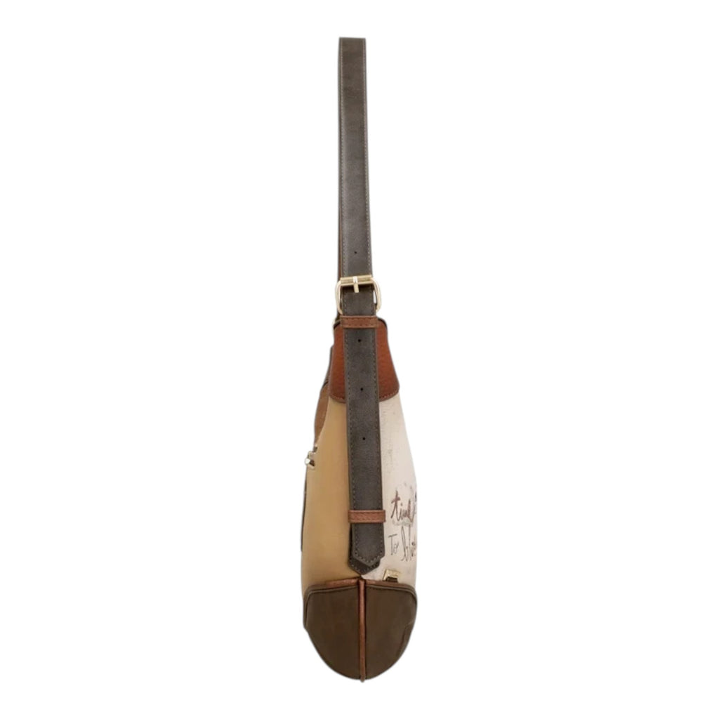 Lieblingstasche shoulder bag in a multi-tone brown and beige color block design with a slim adjustable strap