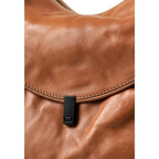 Lieblingstasche Mrs. Banoffee Pie brown leather handbag with a matte black magnetic clasp detail