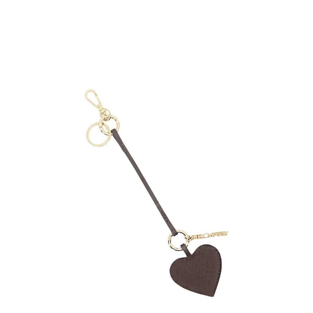 Lieblingstasche heart charm in dark brown leather with gold-tone hardware and a small logo tag on a key ring