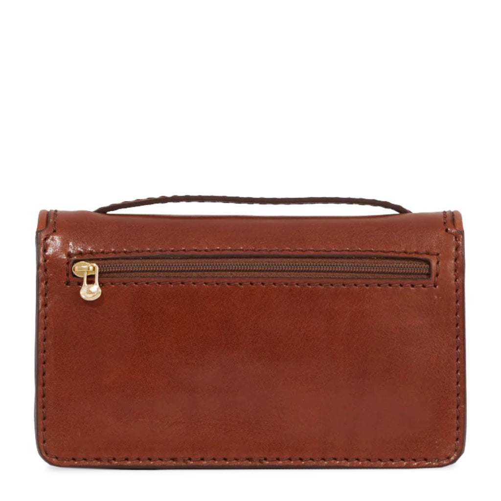 Lieblingstasche brown leather mini crossbody bag with zip pocket and top handle