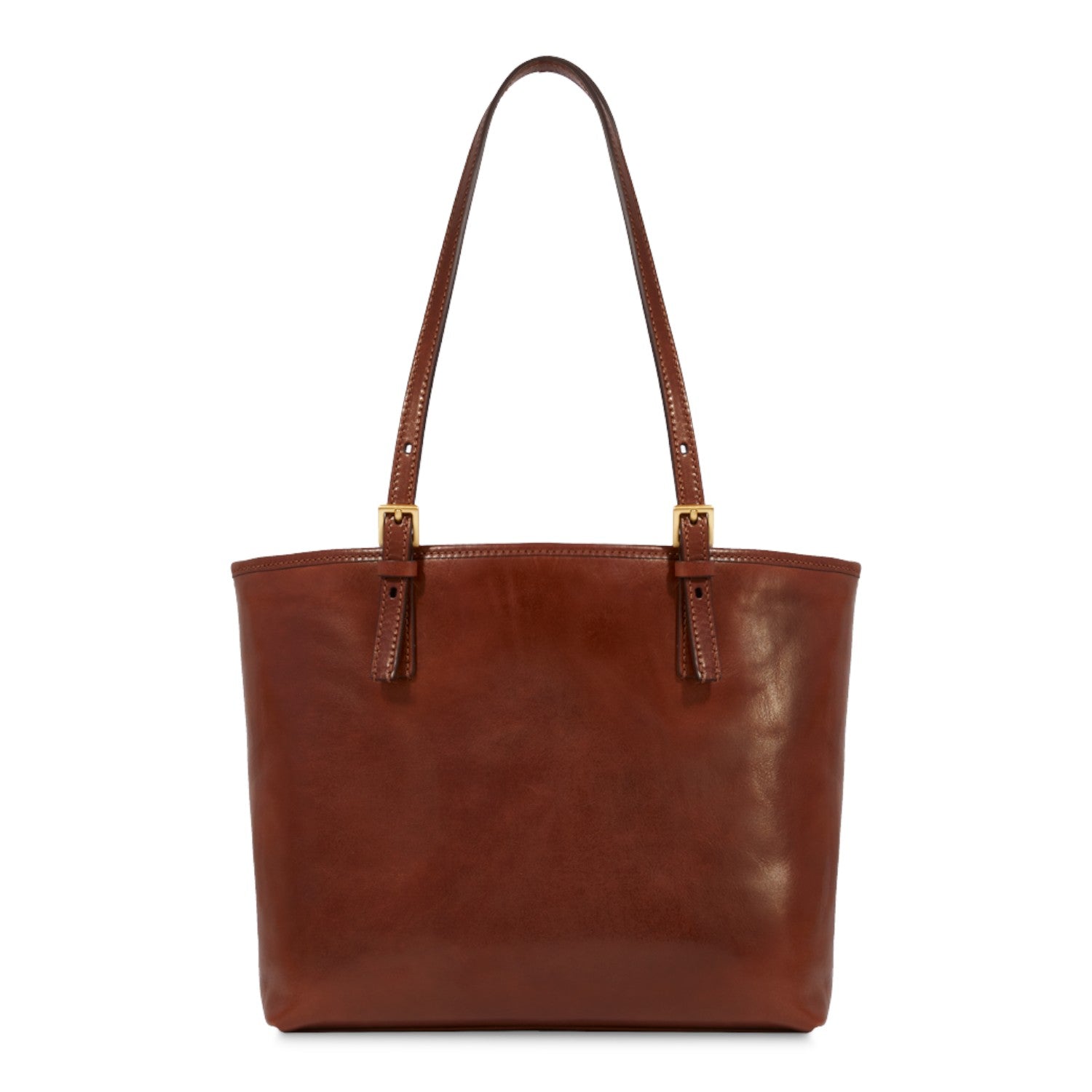 Lieblingstasche brown leather shopper bag with zip closure and adjustable buckle straps.