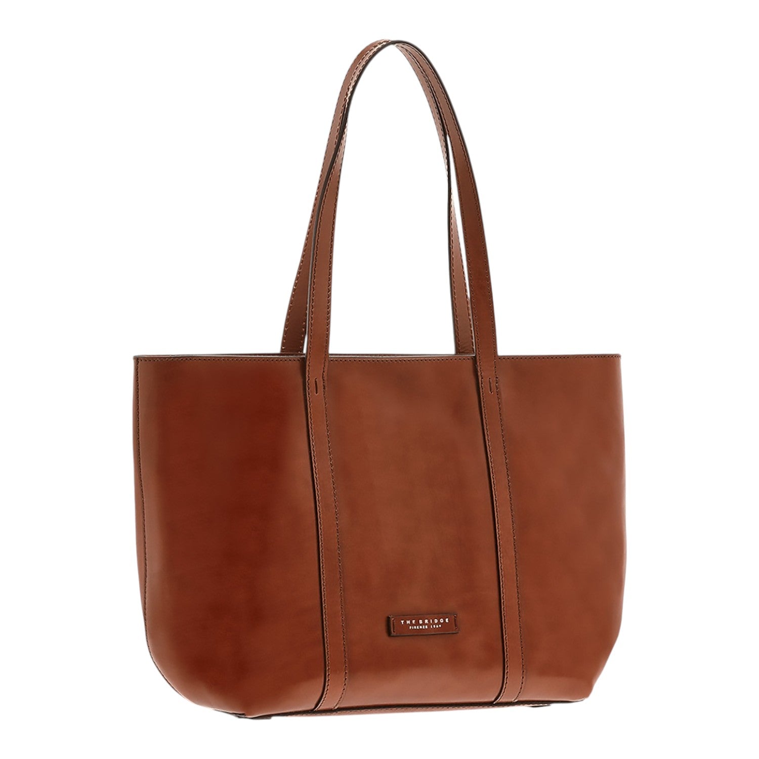 Lieblingstasche brown leather tote bag with double handles and embossed logo.