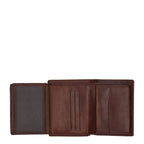 Lieblingstasche brown leather vertical tri-fold wallet with card slots and ID window