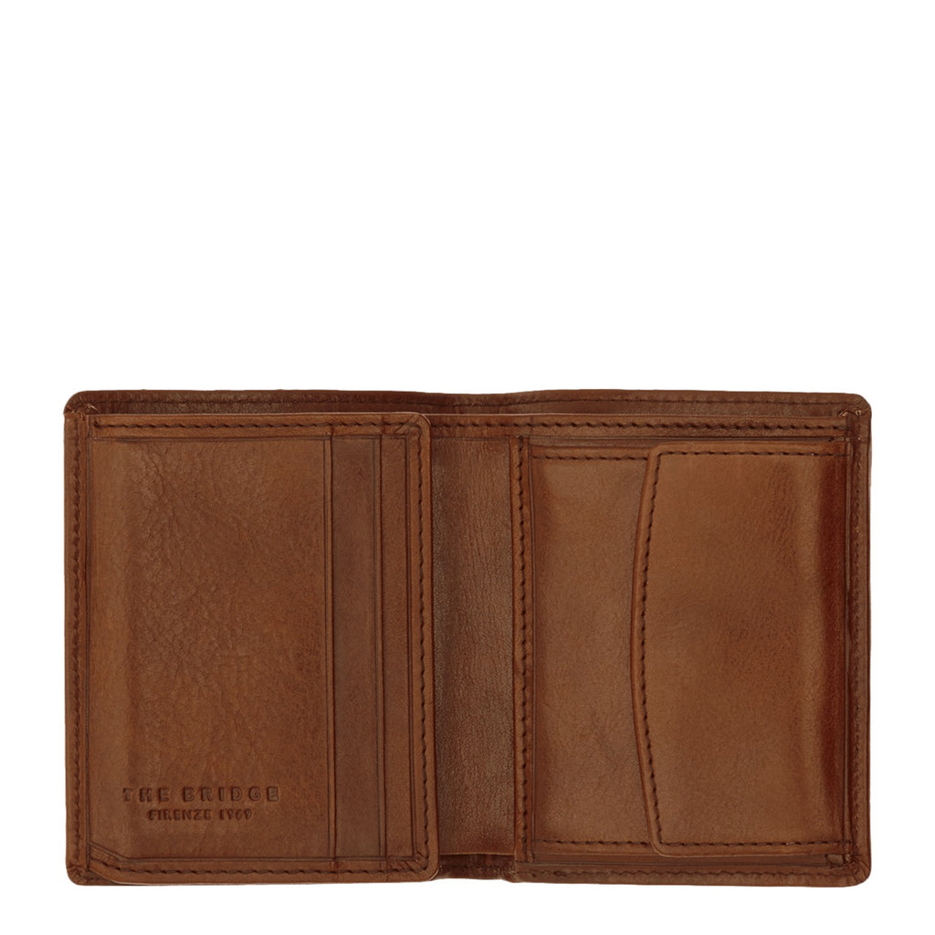 Lieblingstasche brown leather vertical tri-fold wallet with card slots and embossed logo.