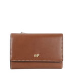 Lieblingstasche Alice Geldbörse M 15CS in brown leather with a gold bull logo emblem on the front flap