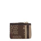 Lieblingstasche card holder in brown with a textured geometric pattern and a gold-tone zipper closure.