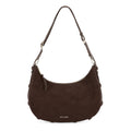 Lieblingstasche Lifetime Sister dark brown suede leather hobo bag with adjustable shoulder strap