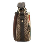 Lieblingstasche cross-body bag featuring a side view with brown textured leather and gold-tone hardware details.
