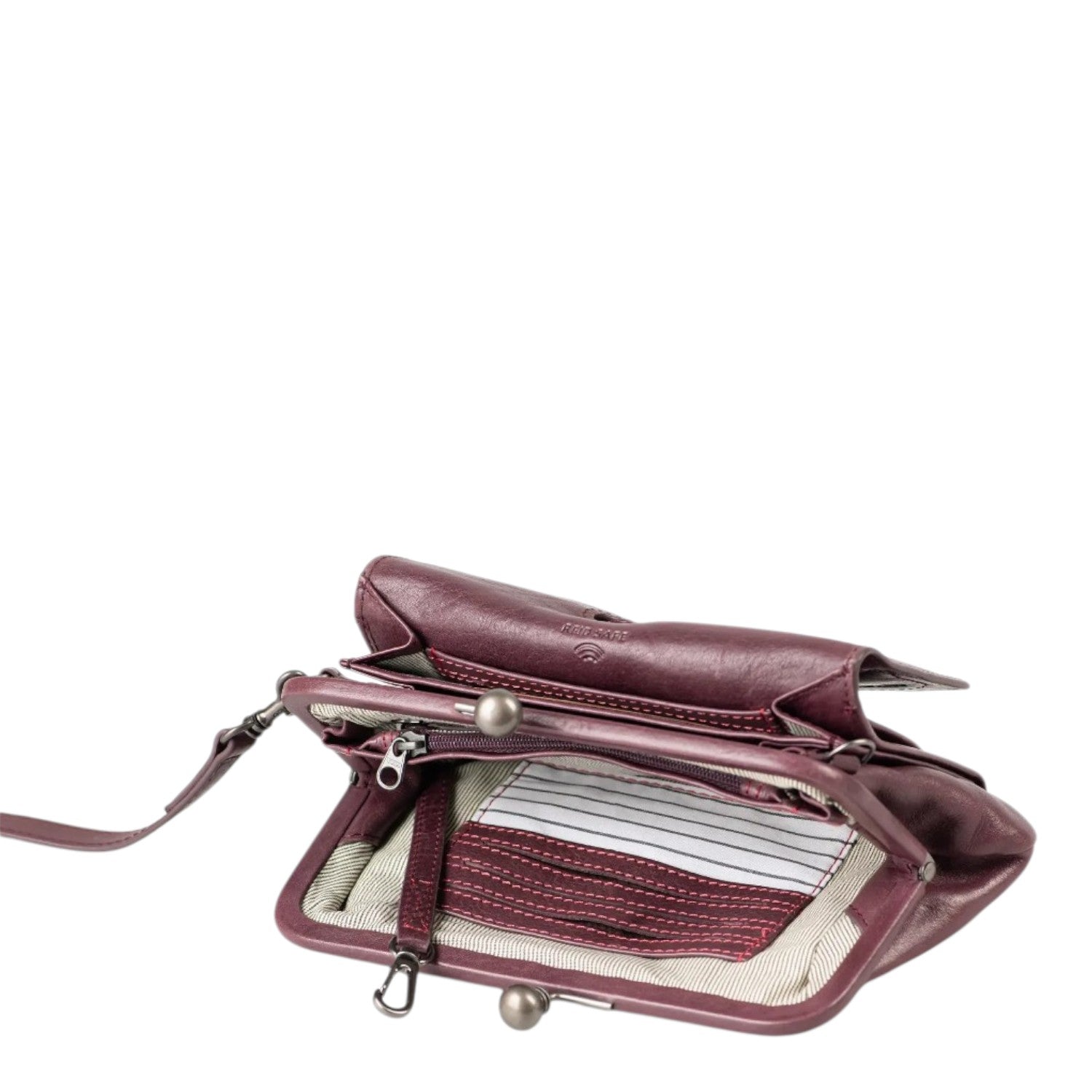 Lieblingstasche Mrs. Whoopie Pie burgundy leather wallet with kiss-lock closure and interior card slots