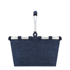 Lieblingstasche Carrybag XS in dark blue fabric with a silver aluminium frame and ergonomic handle