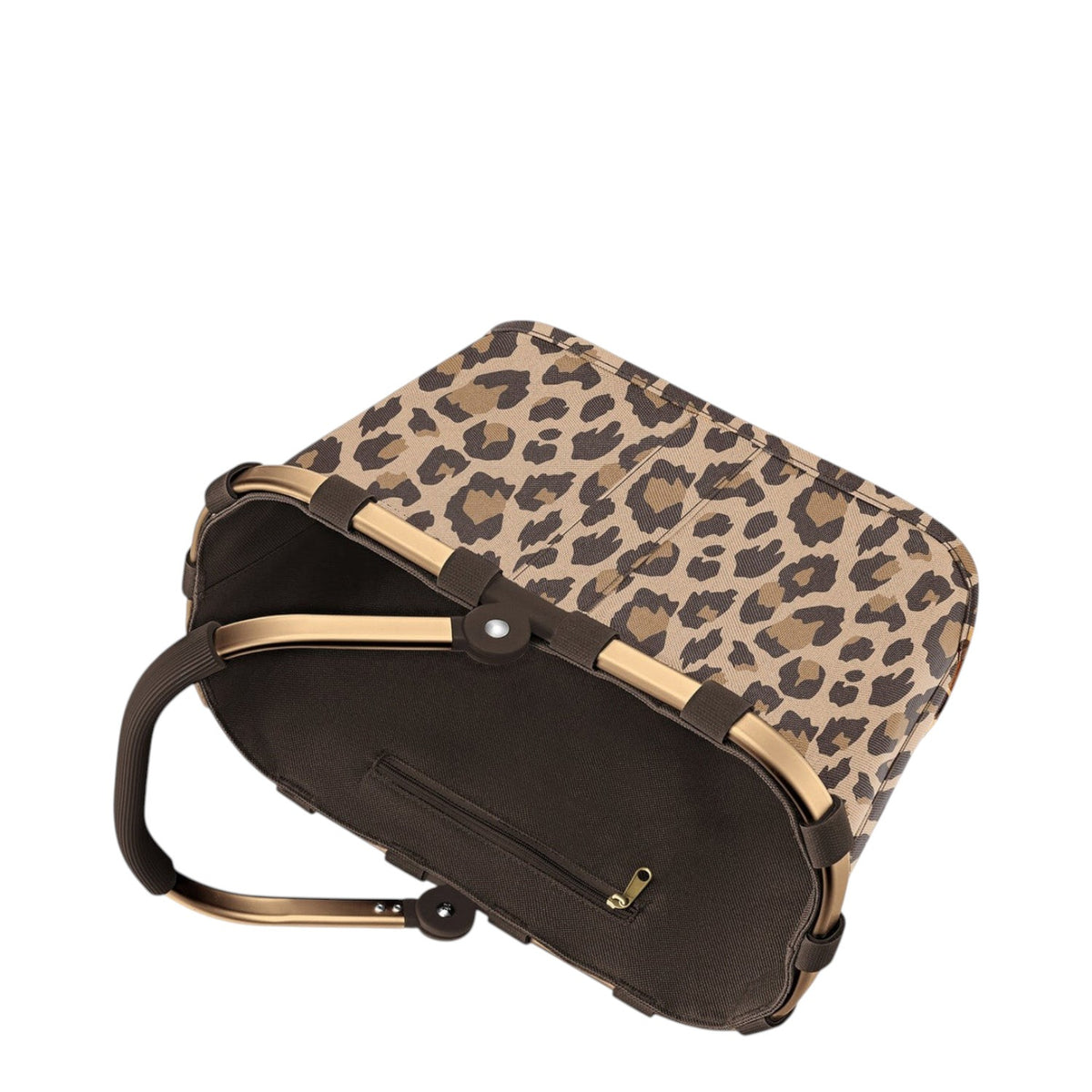 Lieblingstasche Carrybag XS shopping basket in leopard print with gold-tone frame and brown interior