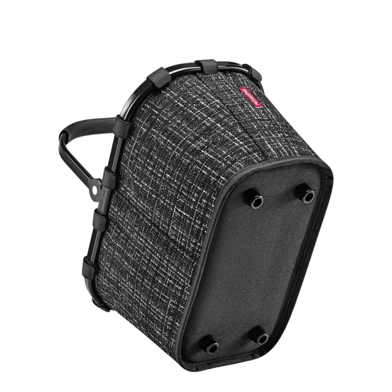 Lieblingstasche Carrybag XS shopping basket with black and white textured fabric and black handles.
