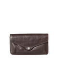 Lieblingstasche Charlene dark brown leather wallet with a flap closure and silver snap button detail