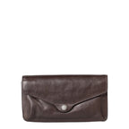Lieblingstasche Charlene dark brown leather wallet with a flap closure and silver snap button detail